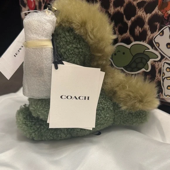 Coach Green Plush Dinosaur Key Holder - Picture 3 of 3